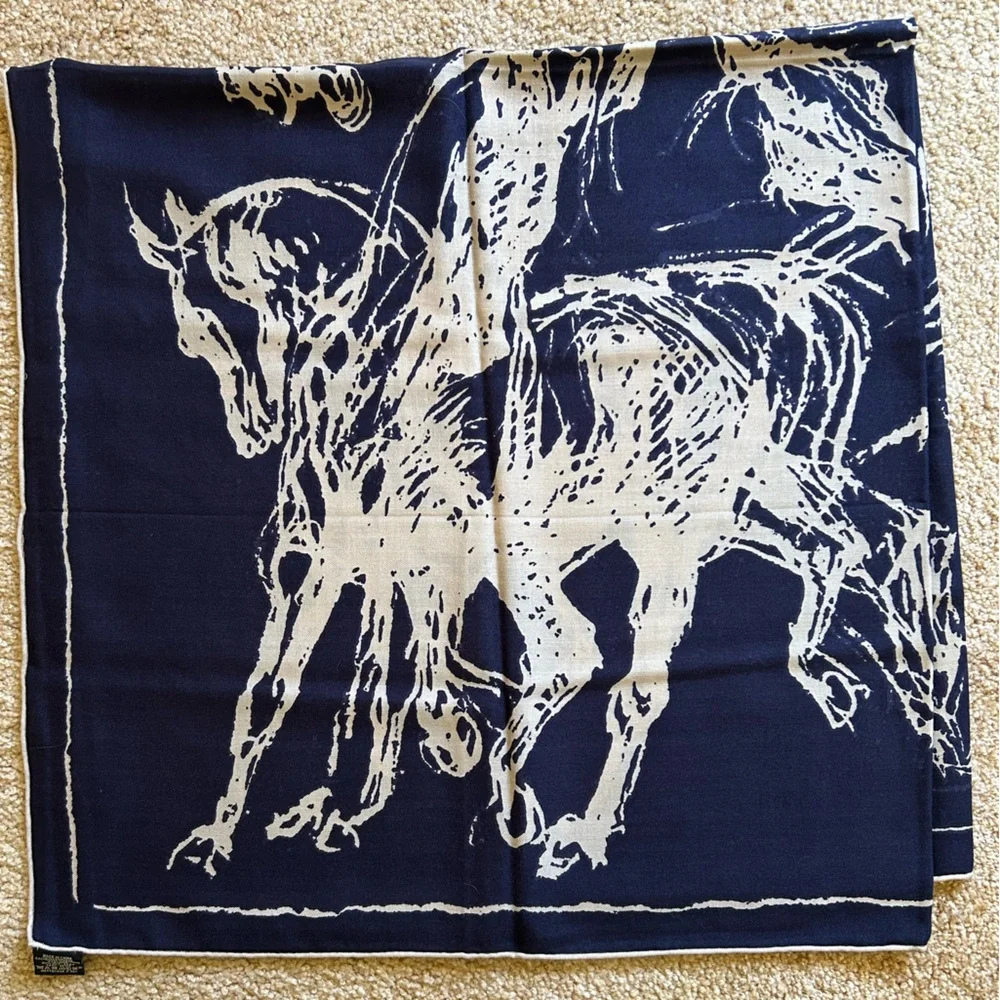 Navy & Cream Abstract Print Scarf | Lightweight Wrap | Minimalist Art Design